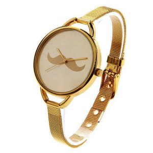 Golden Mustache Slim Chain Watch